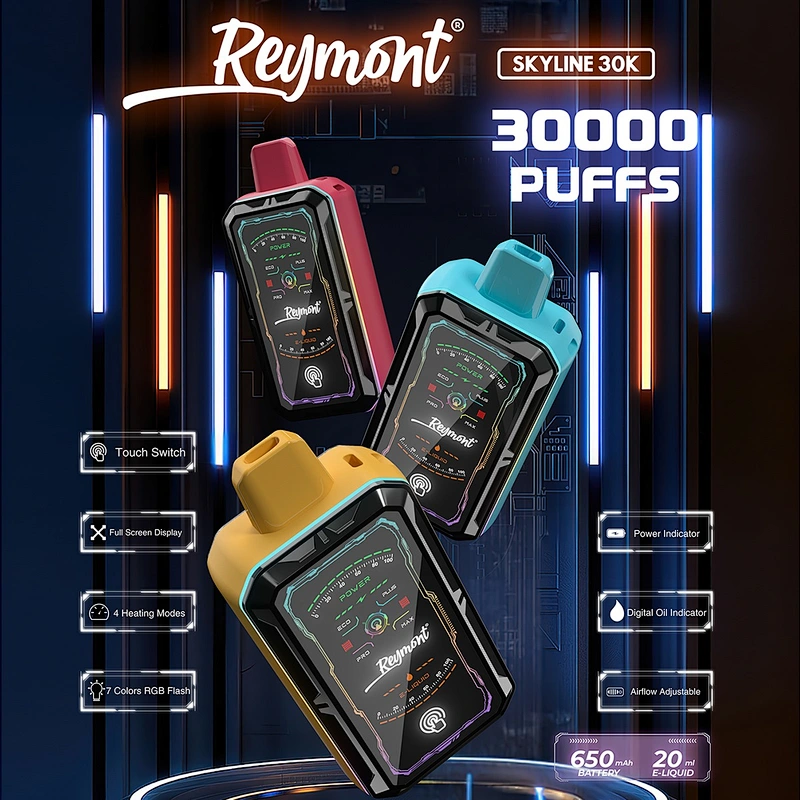 Reymont Skyline 30K Puffs New Product Full touch Screen with 4 Heating  Modes 7 Colors RGB Flash Disposable Electronic Cigarette Vape Pen